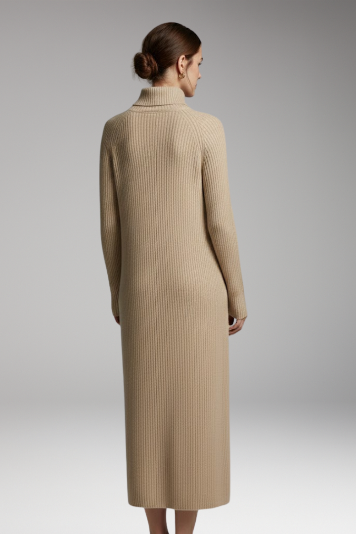 Women's Maxi Sweater Dress with Collar and Long Sleeves