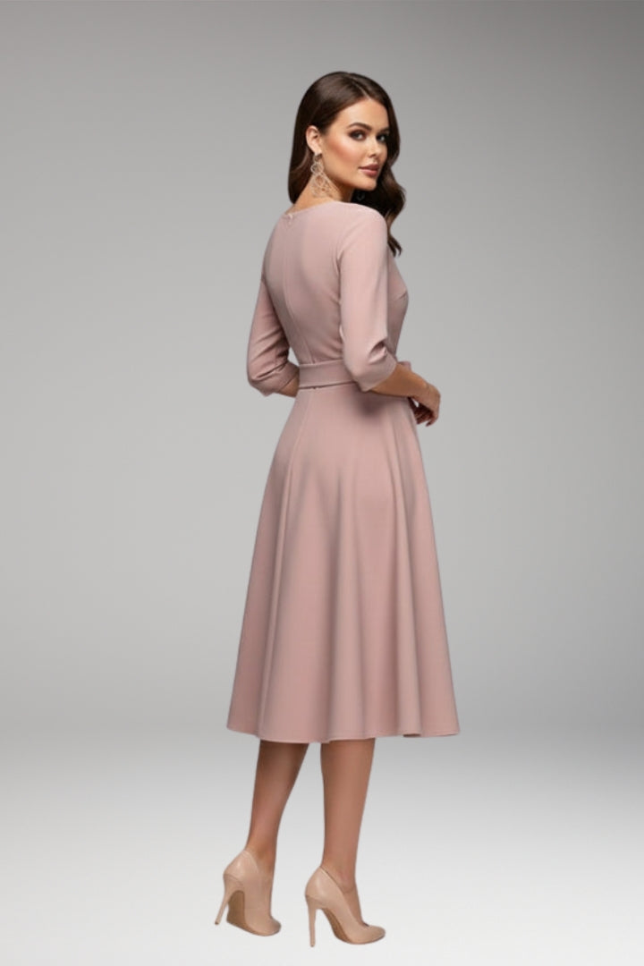 Women's Midi Dress with Classic Cut and Figure-Hugging Fit