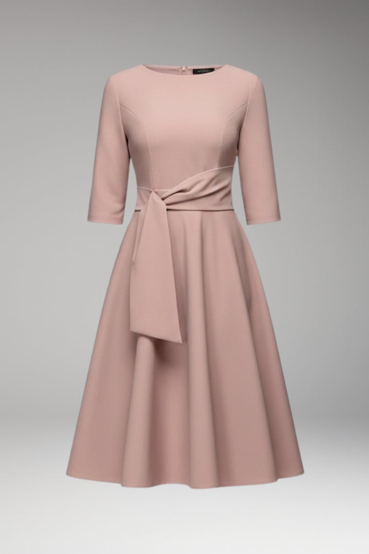 Women's Midi Dress with Classic Cut and Figure-Hugging Fit