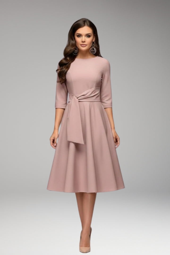 Women's Midi Dress with Classic Cut and Figure-Hugging Fit