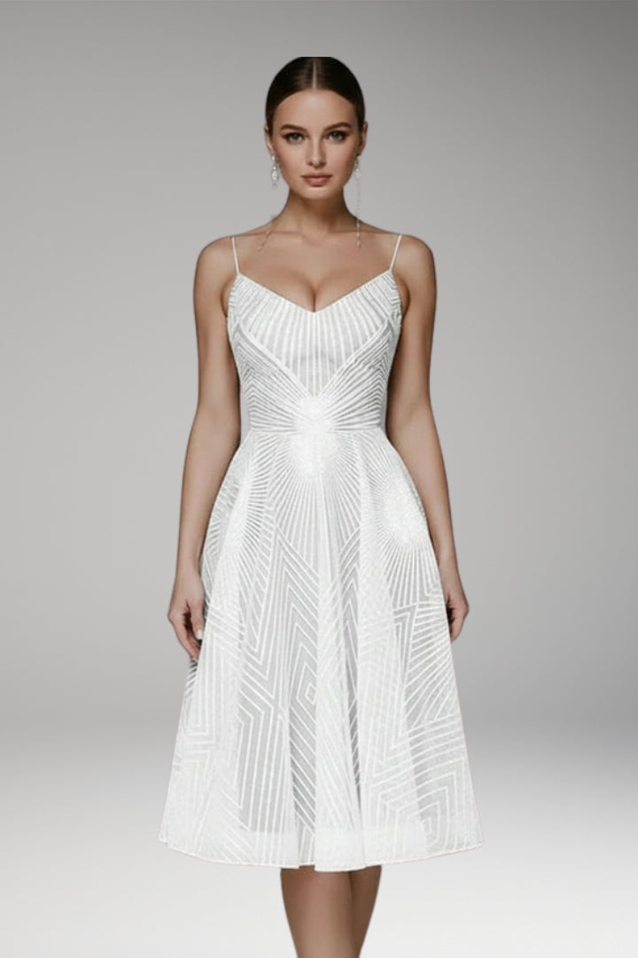Women's Midi Dress with Open Back and Elegant Design