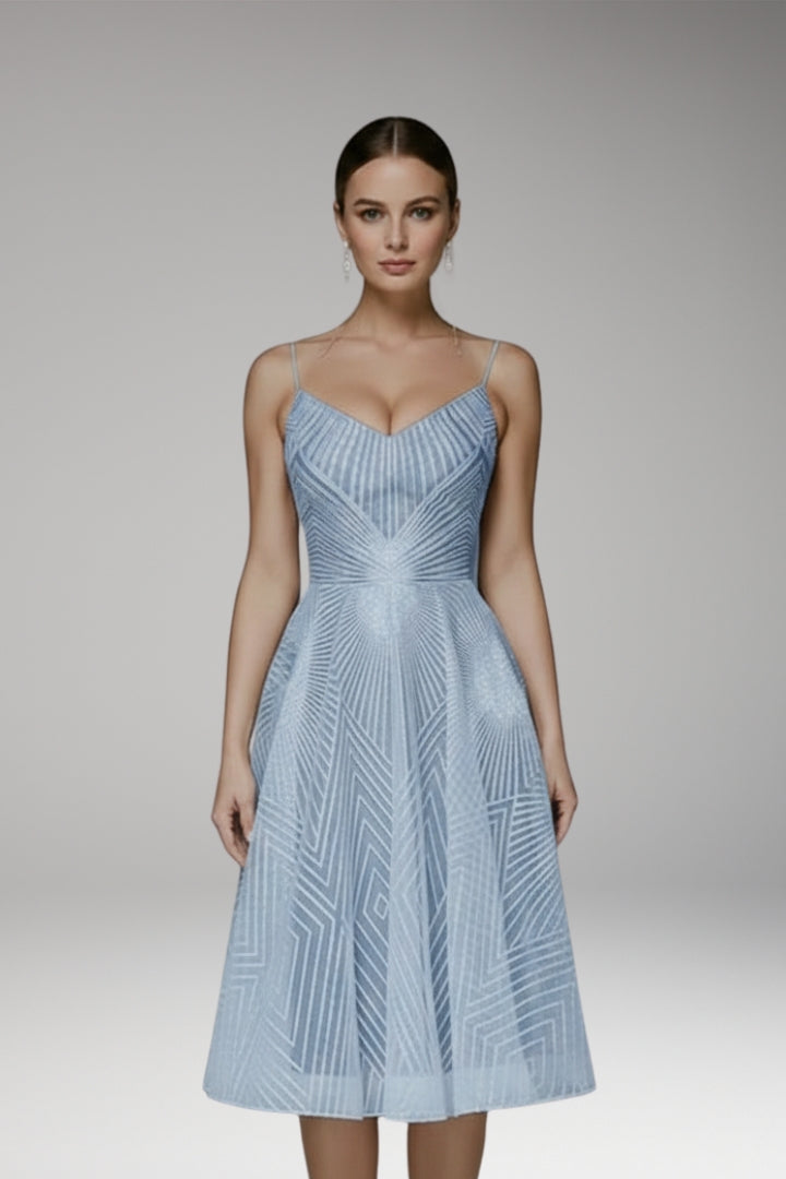 Women's Midi Dress with Open Back and Elegant Design