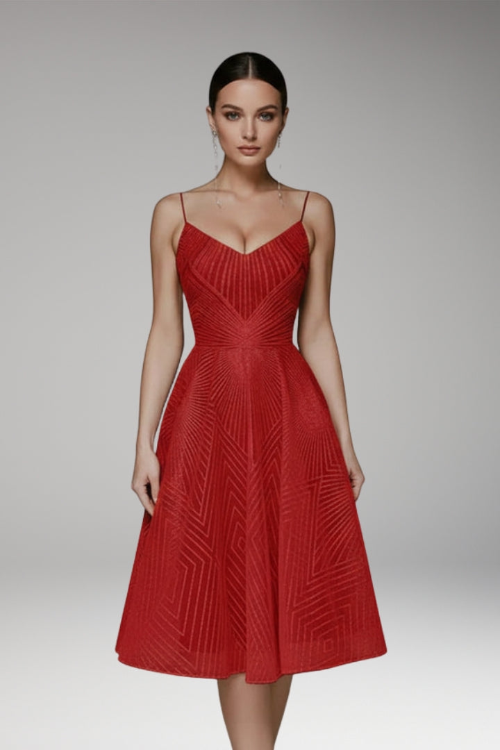 Women's Midi Dress with Open Back and Elegant Design