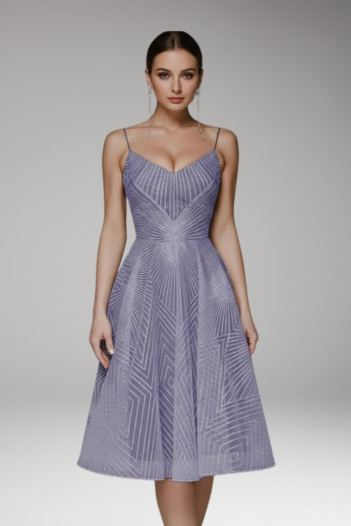 Women's Midi Dress with Open Back and Elegant Design