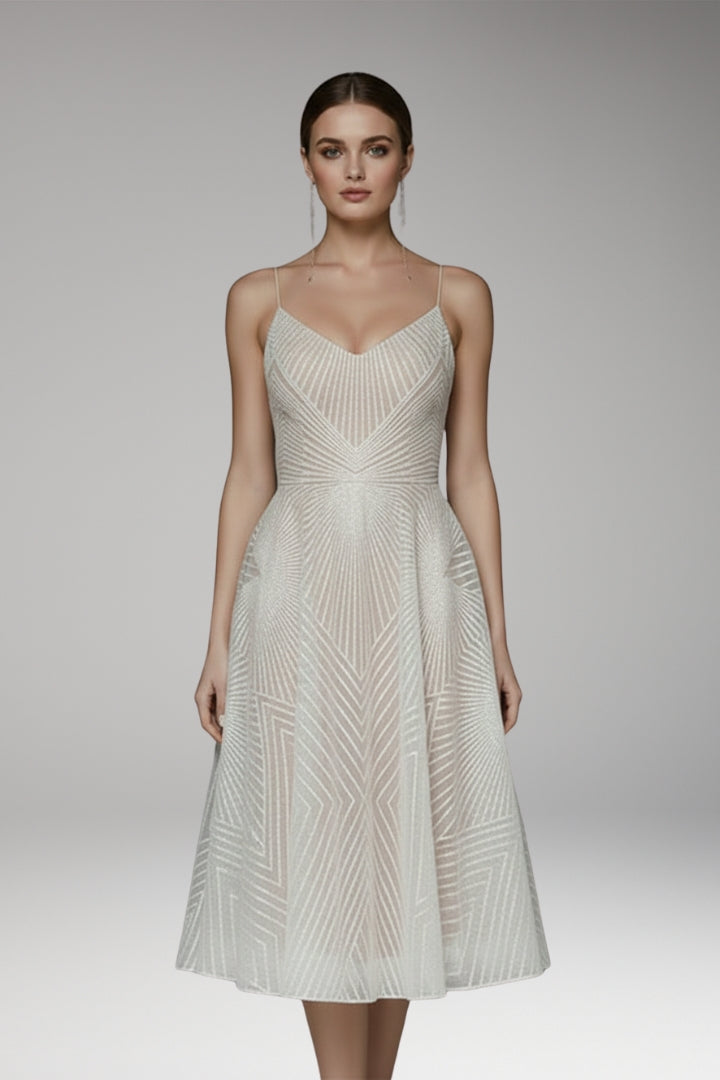 Women's Midi Dress with Open Back and Elegant Design