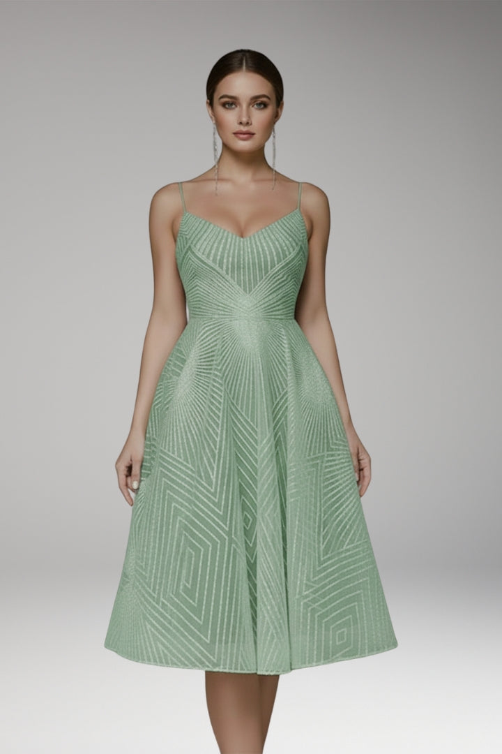 Women's Midi Dress with Open Back and Elegant Design