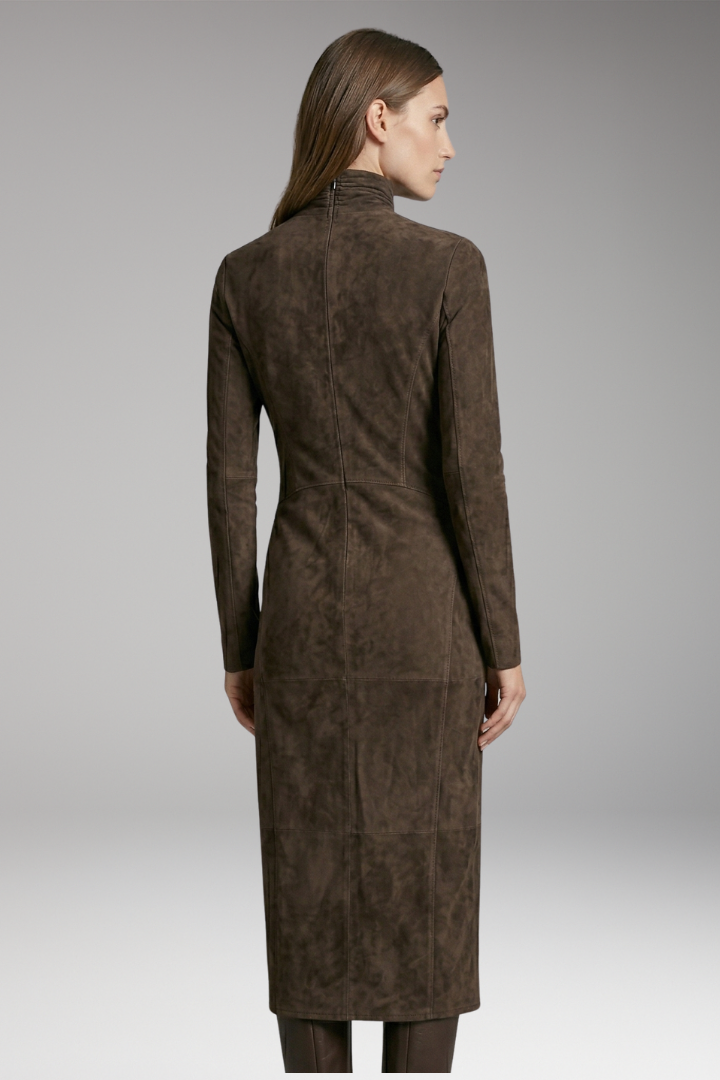 Women's Midi Dress with Turtleneck and Long Sleeves