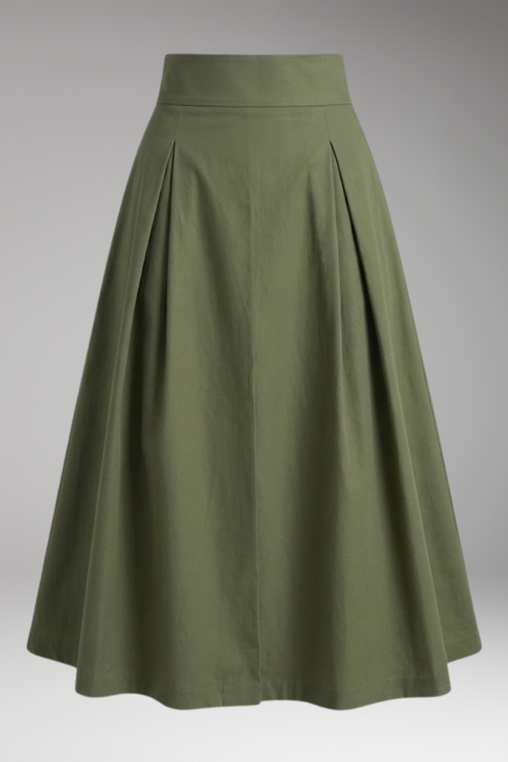 Women's Midi Skirt with High-Waist and Bow Detail
