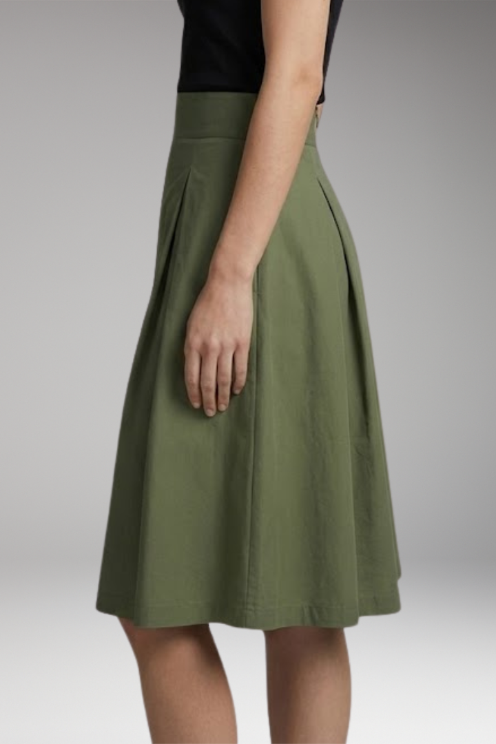 Women's Midi Skirt with High-Waist and Bow Detail