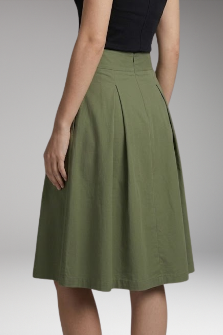 Women's Midi Skirt with High-Waist and Bow Detail