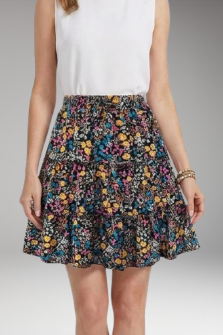 Women's Midi Skirt with High-Waist and Flared Hem