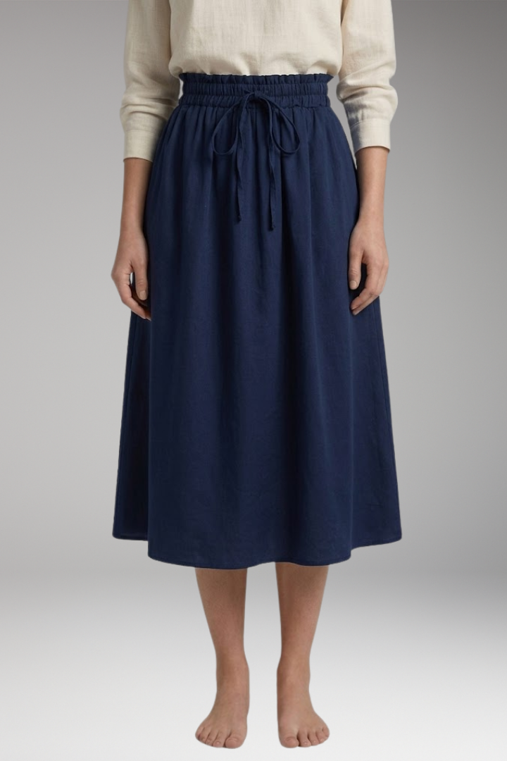 Women's Midi Skirt with High-Waist and Floral Print