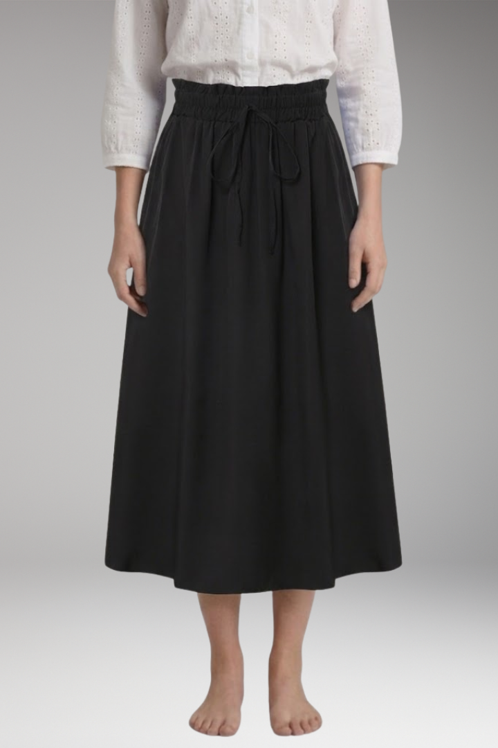 Women's Midi Skirt with High-Waist and Floral Print