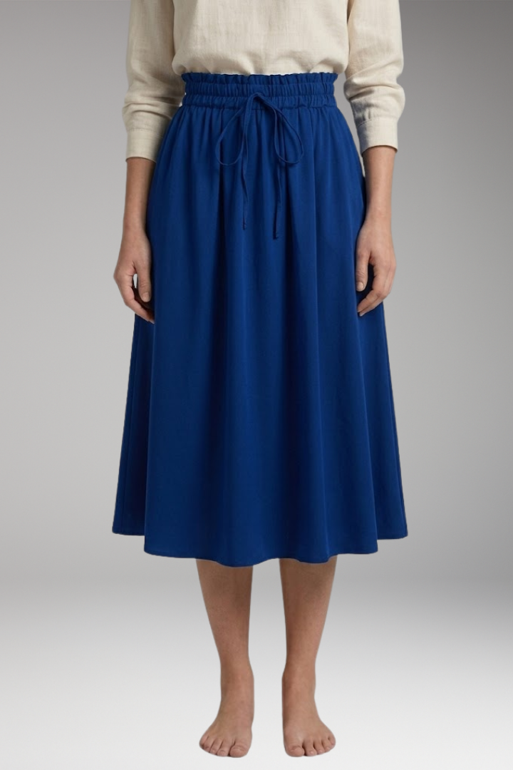 Women's Midi Skirt with High-Waist and Floral Print