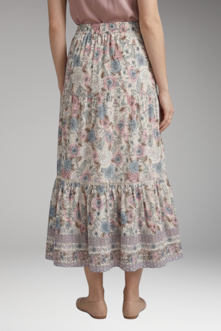 Women's Midi Skirt with High-Waist and Hemmed Bottom