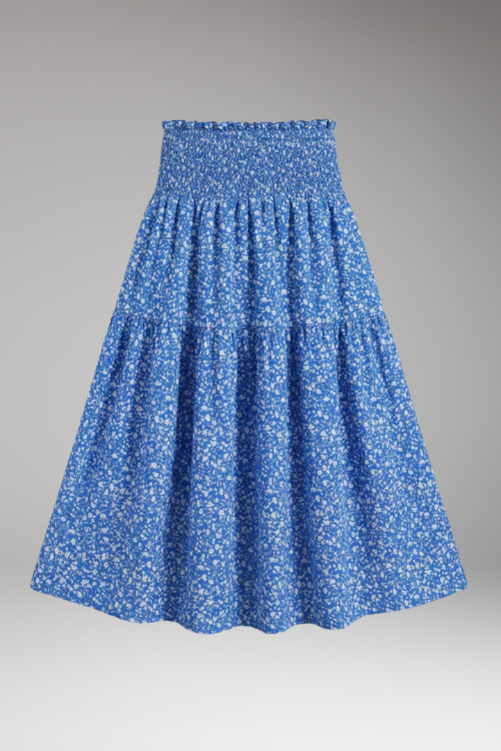 Women's Midi Skirt with High-Waist and Patterned Design