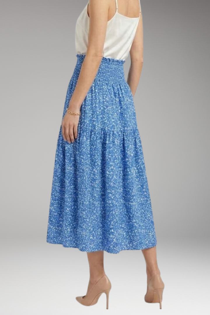 Women's Midi Skirt with High-Waist and Patterned Design