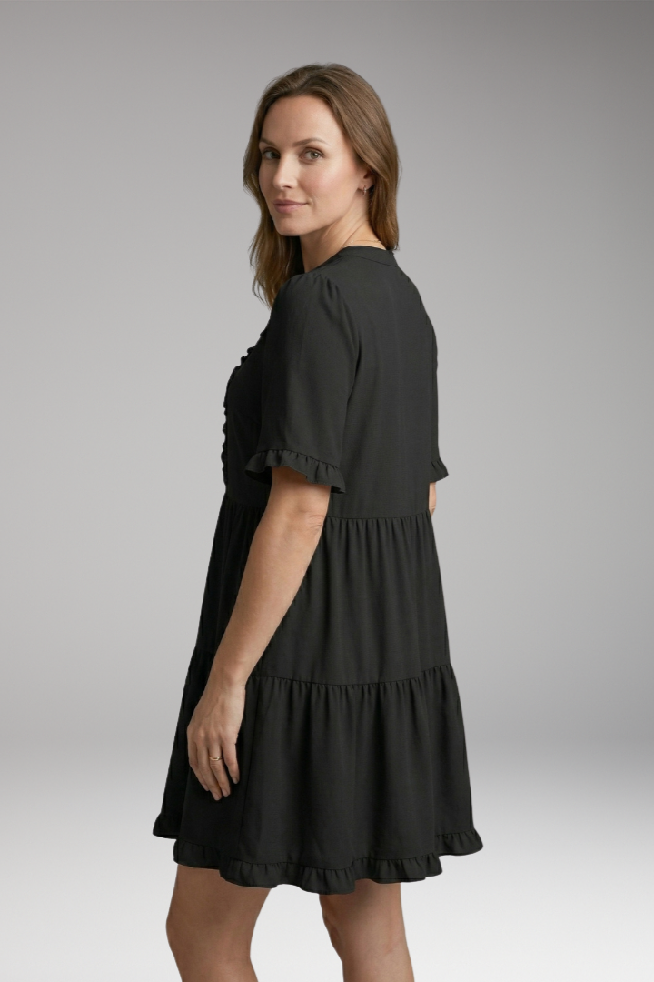 Women's Mini Dress with V-Neck and Tiered Ruffles