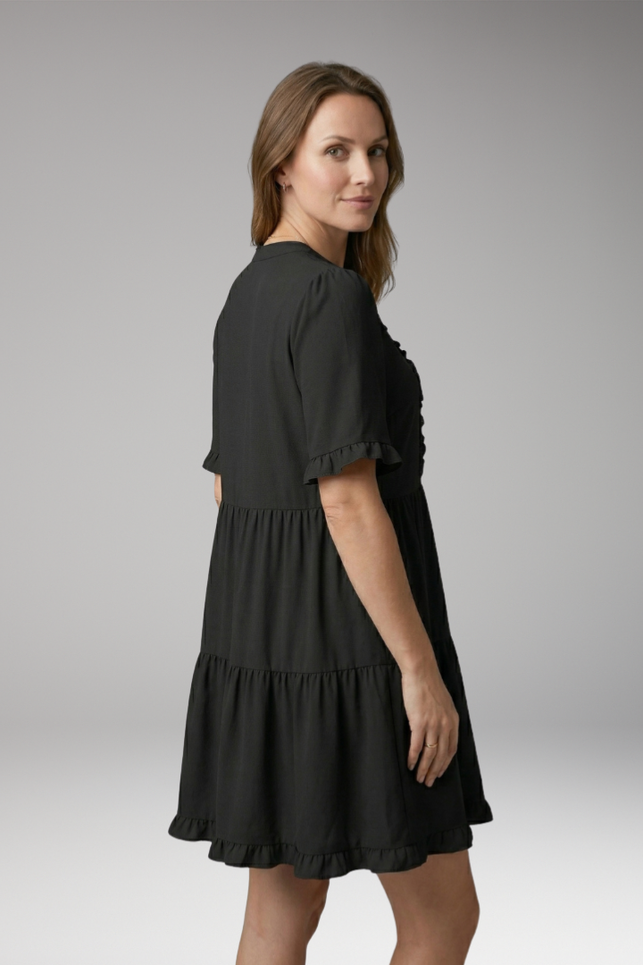 Women's Mini Dress with V-Neck and Tiered Ruffles