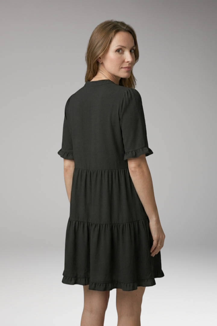 Women's Mini Dress with V-Neck and Tiered Ruffles
