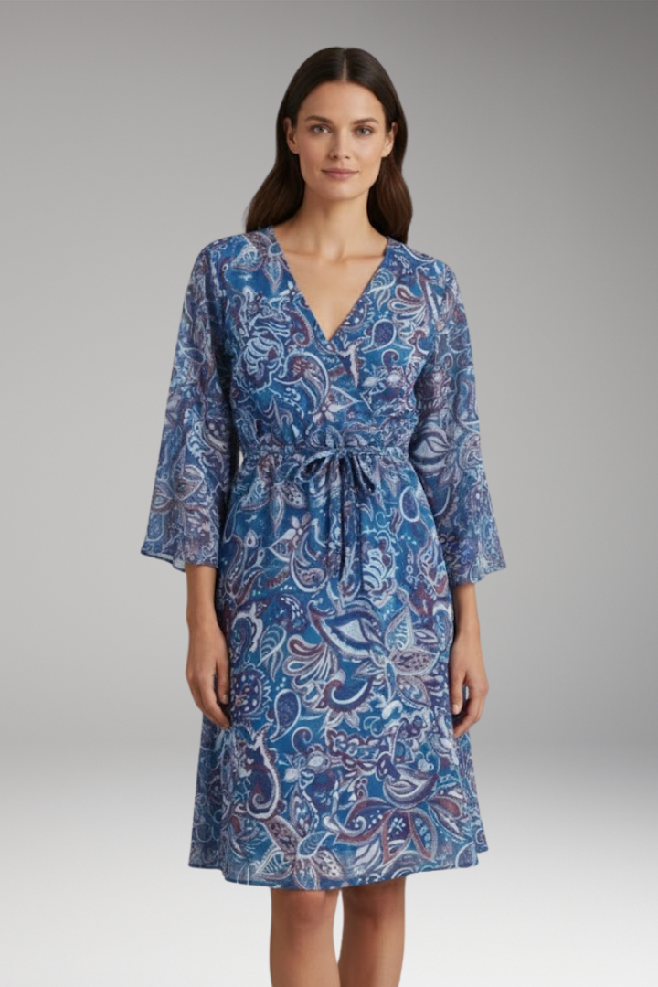 Women's Mini Dress with V-neck and Boho Vintage Design