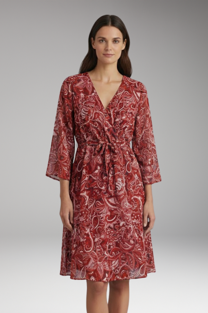 Women's Mini Dress with V-neck and Boho Vintage Design