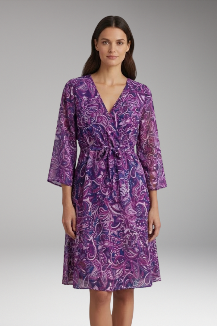 Women's Mini Dress with V-neck and Boho Vintage Design