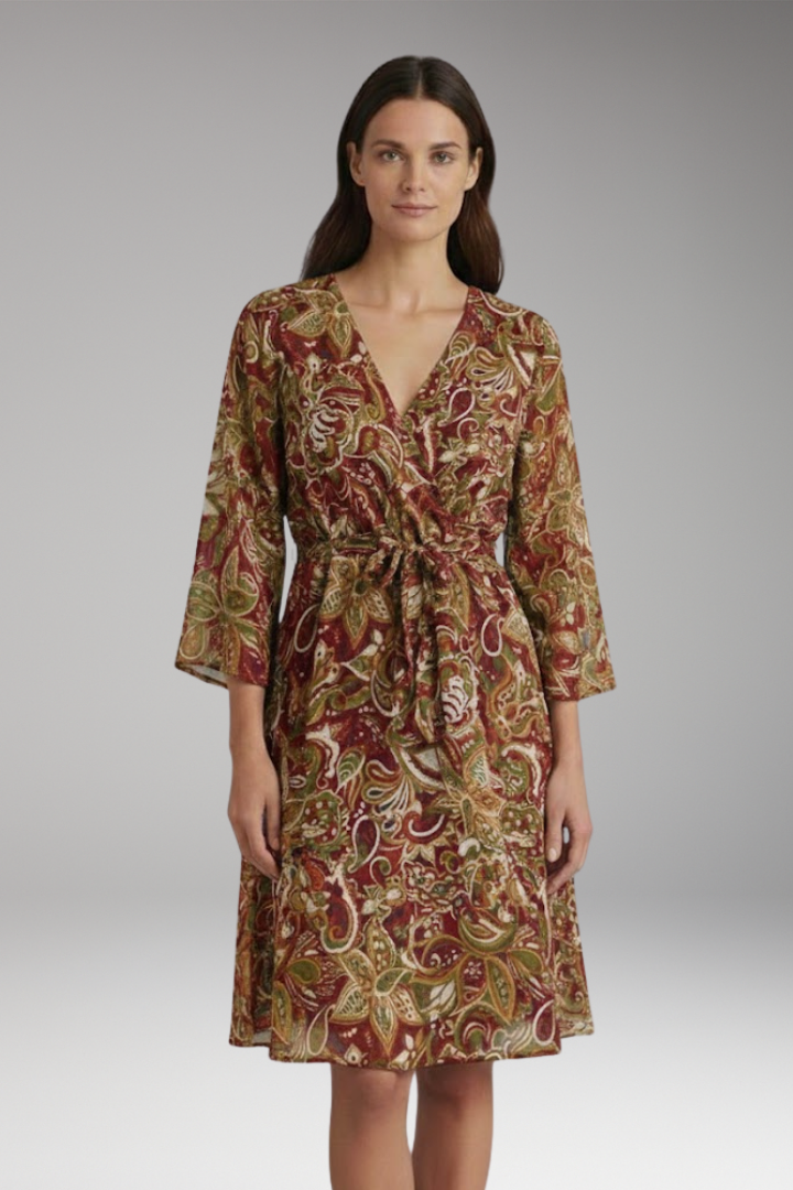 Women's Mini Dress with V-neck and Boho Vintage Design
