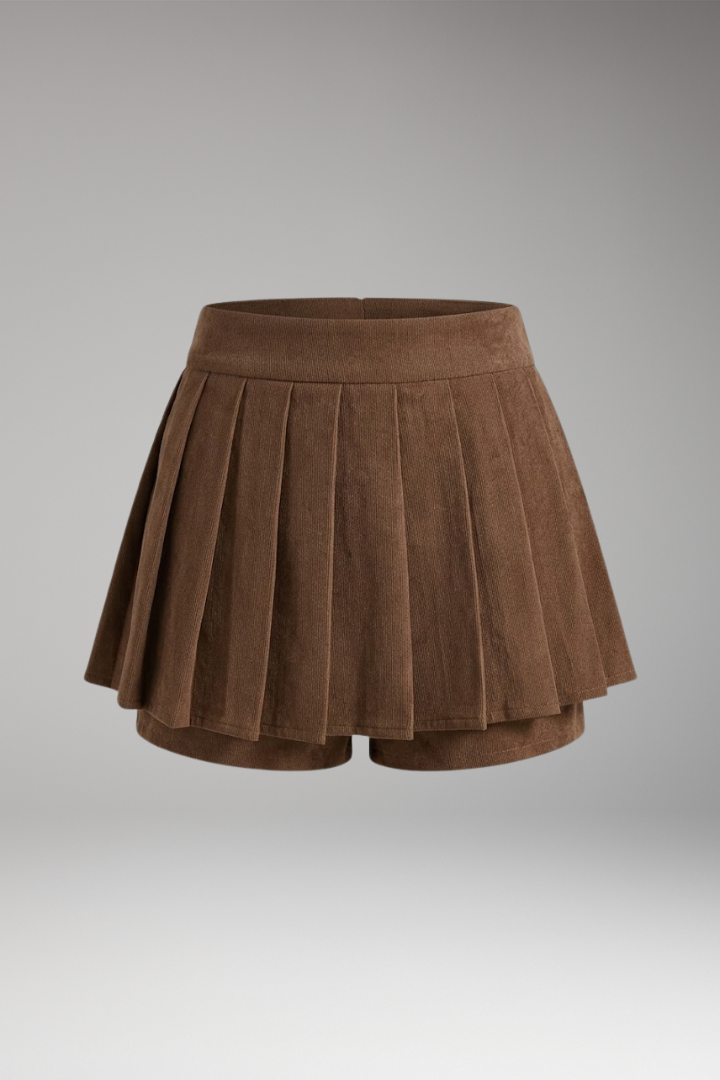 Women's Mini Skirt with High-Waist and Pleats