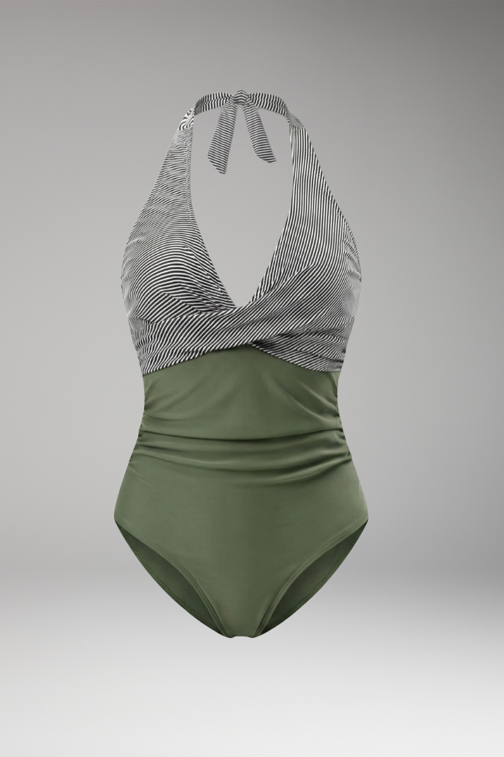 Women's One-Piece Swimsuit with Adjustable Halter Neck