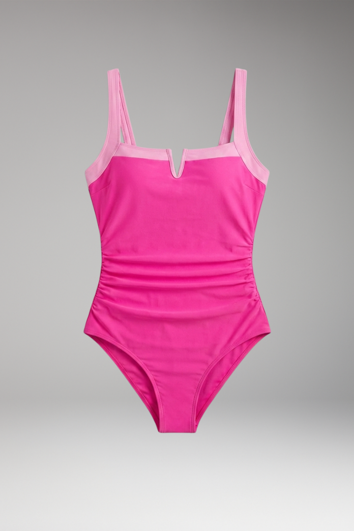 Women's One-Piece Swimsuit with Color Block Design