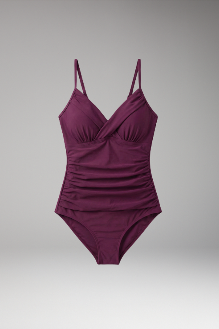 Women's One-Piece Swimsuit with Cross-Folded Design and Adjustable Straps