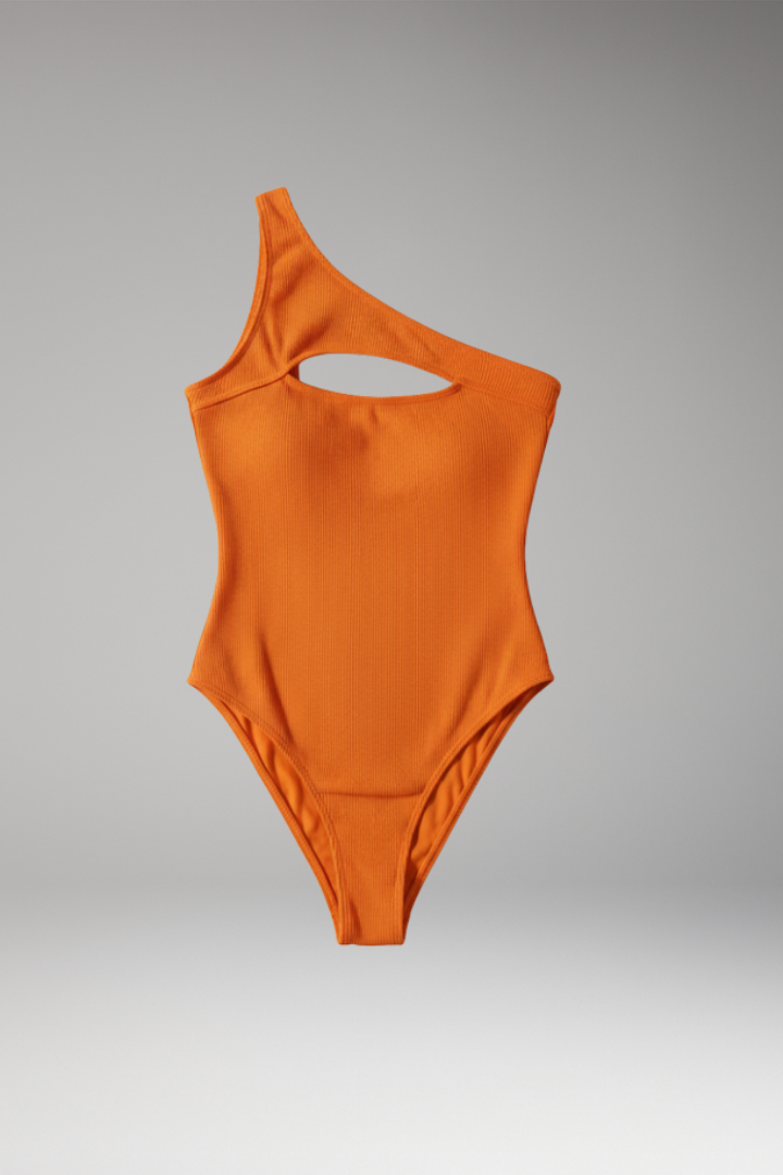 Women's One-Piece Swimsuit with One-Shoulder and Cut-Out Design
