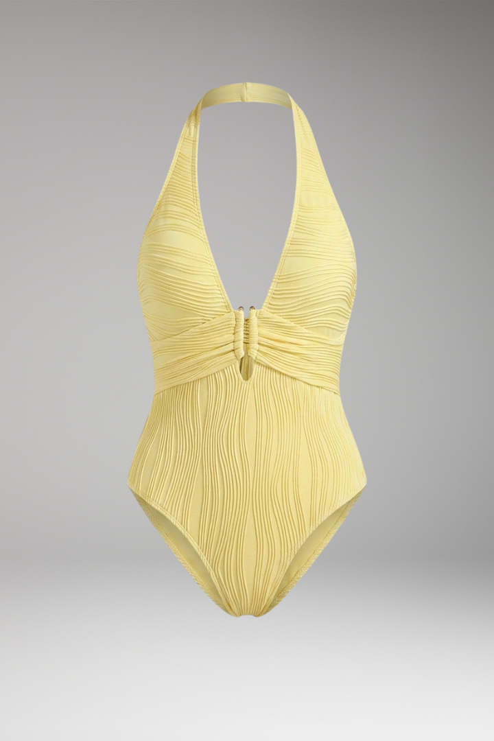 Women's One-Piece Swimsuit with V-Neck and Halter Neck