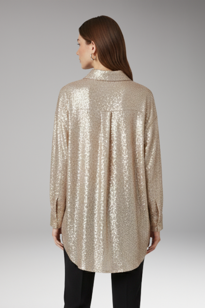 Women's Oversized Blouse with Sequined Surface and Structured Cut