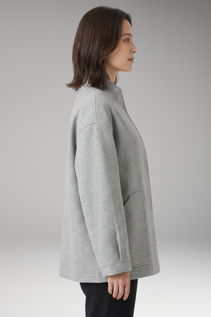 Women's Oversized Bomber Jacket with Snap Button Closure