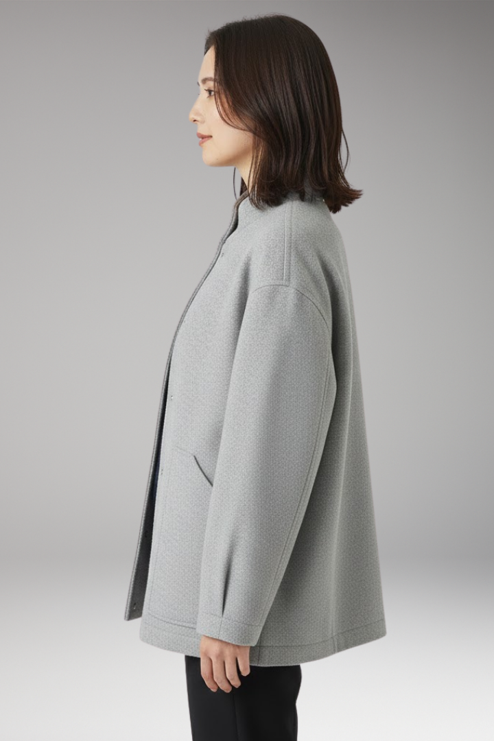 Women's Oversized Bomber Jacket with Snap Button Closure
