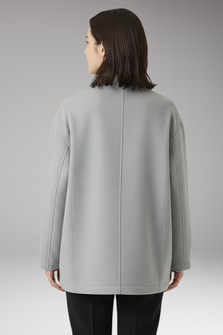 Women's Oversized Bomber Jacket with Snap Button Closure