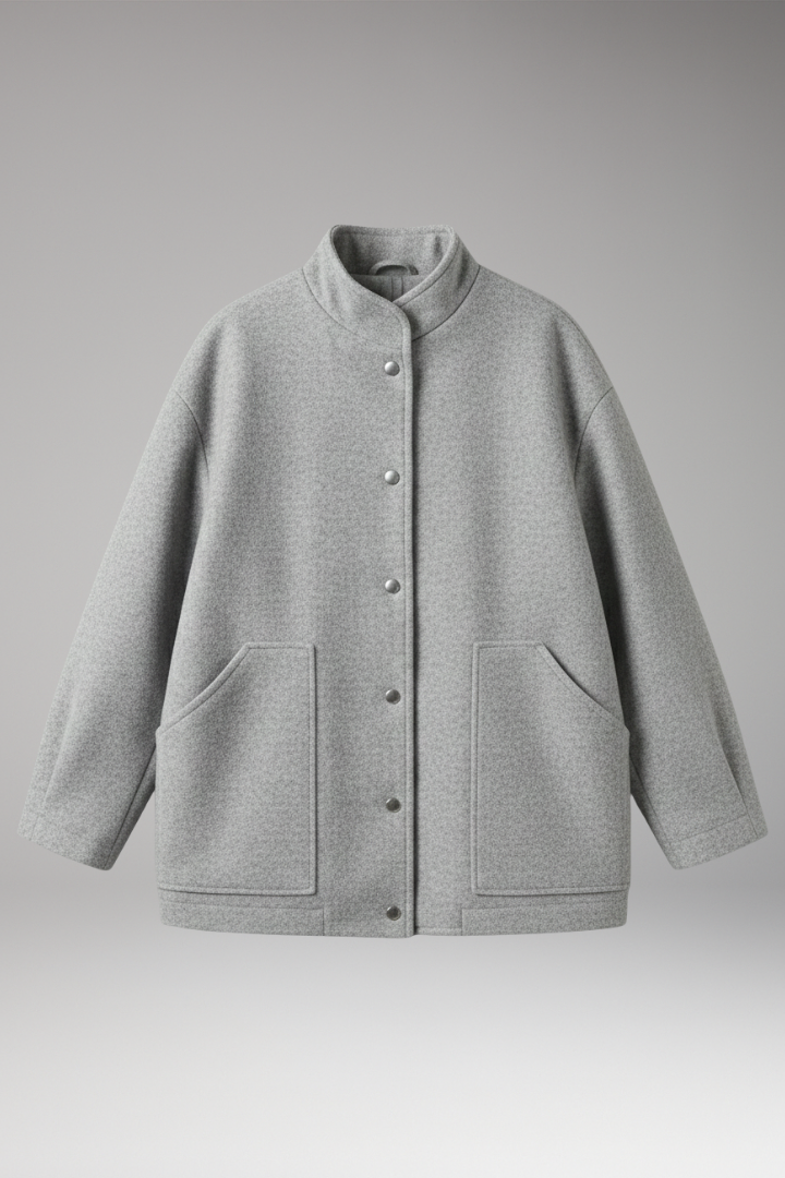 Women's Oversized Bomber Jacket with Snap Button Closure
