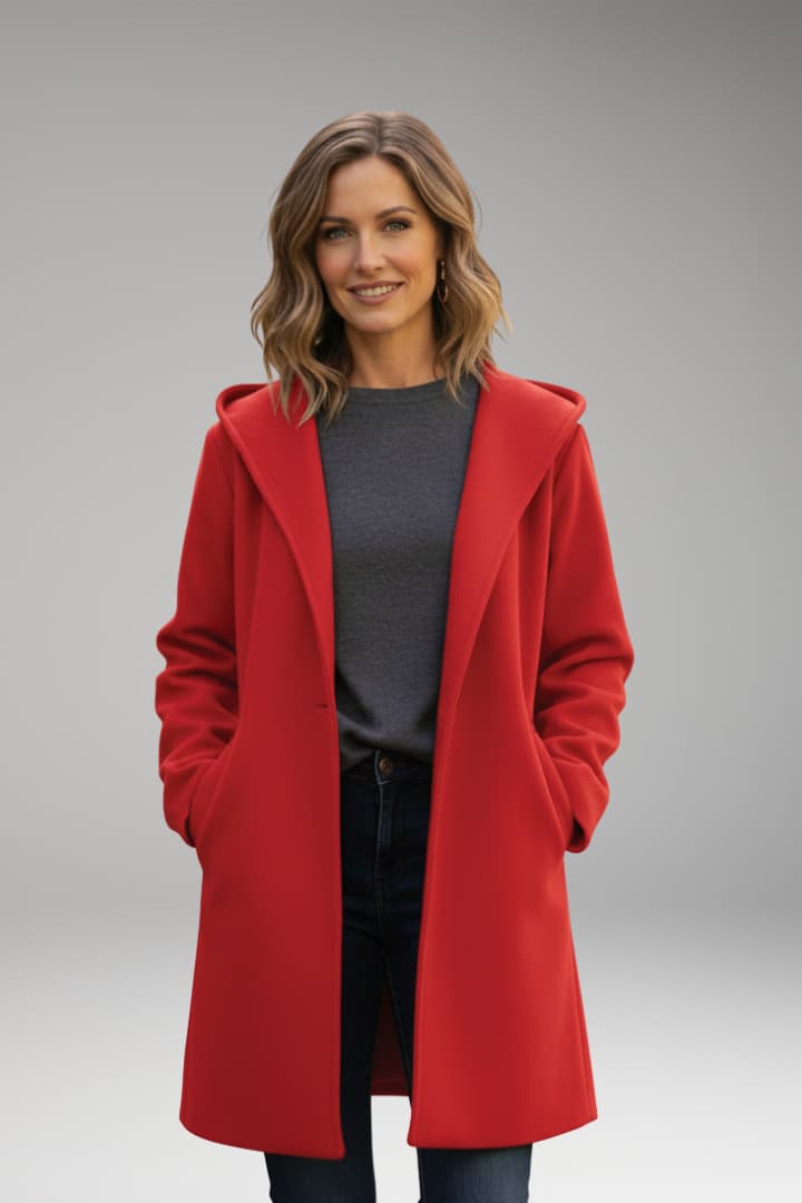 Women’s Oversized Coat with Wide Lapel and Hidden Closure