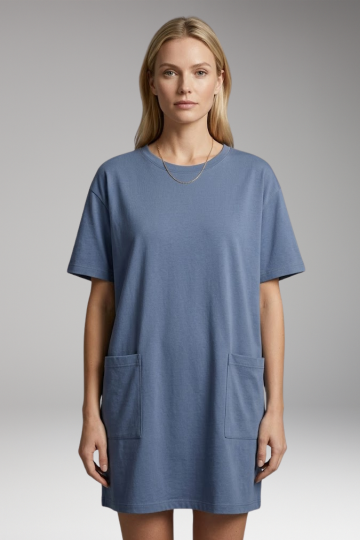 Women's Oversized T-Shirt Dress with Side Pockets