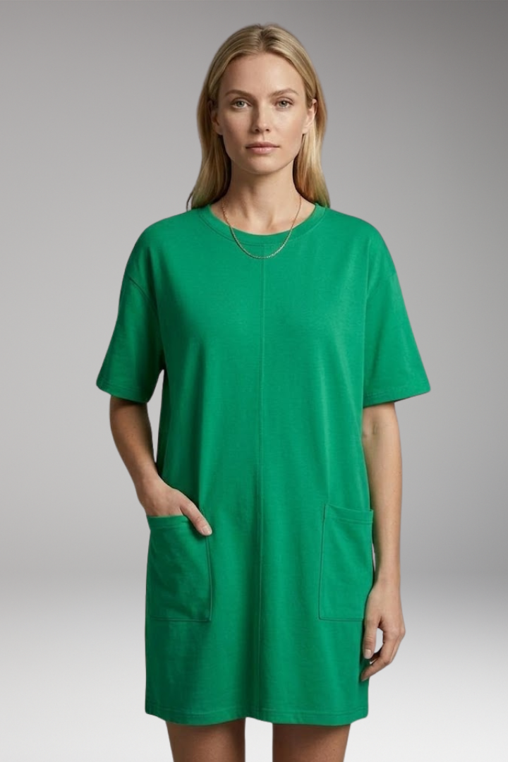 Women's Oversized T-Shirt Dress with Side Pockets