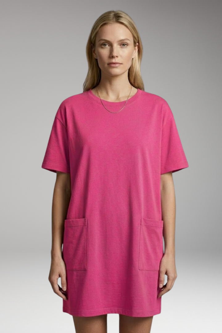 Women's Oversized T-Shirt Dress with Side Pockets
