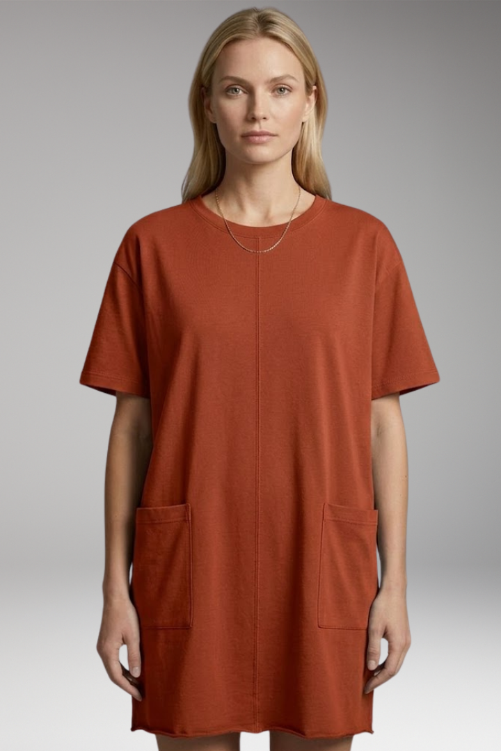 Women's Oversized T-Shirt Dress with Side Pockets