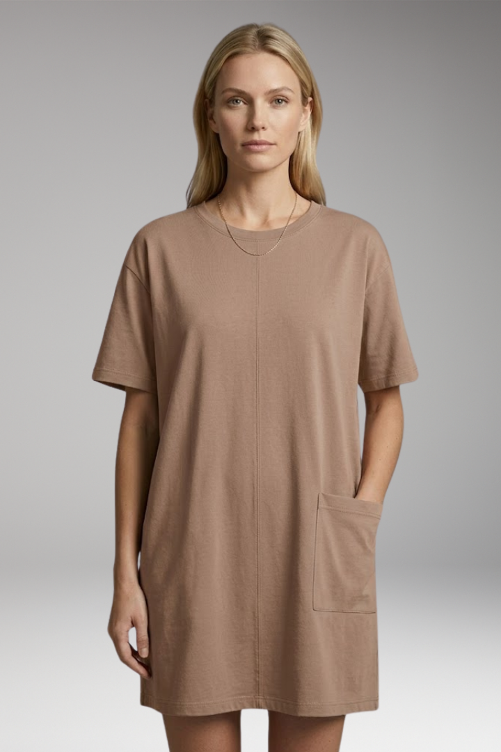 Women's Oversized T-Shirt Dress with Side Pockets