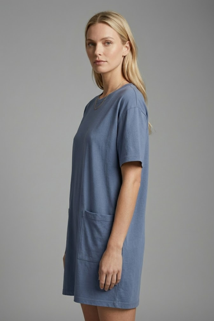 Women's Oversized T-Shirt Dress with Side Pockets