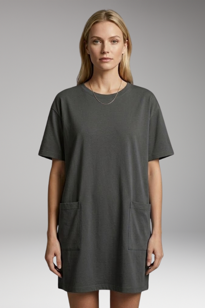 Women's Oversized T-Shirt Dress with Side Pockets