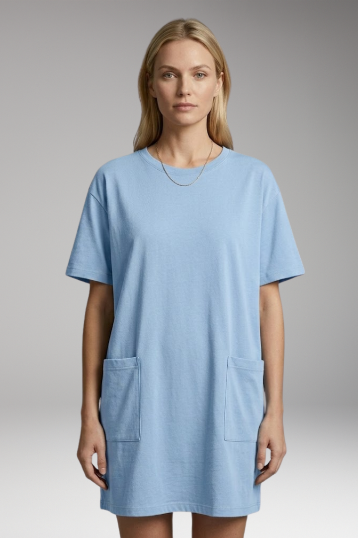 Women's Oversized T-Shirt Dress with Side Pockets