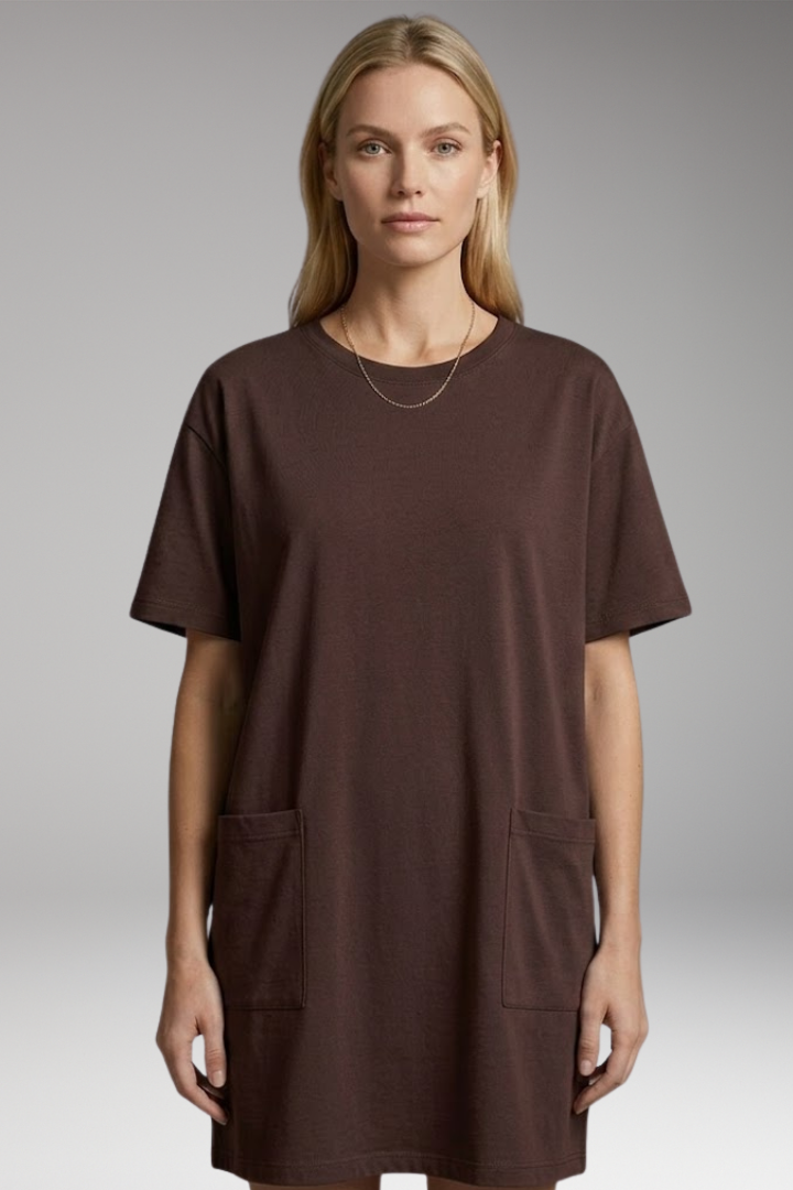 Women's Oversized T-Shirt Dress with Side Pockets