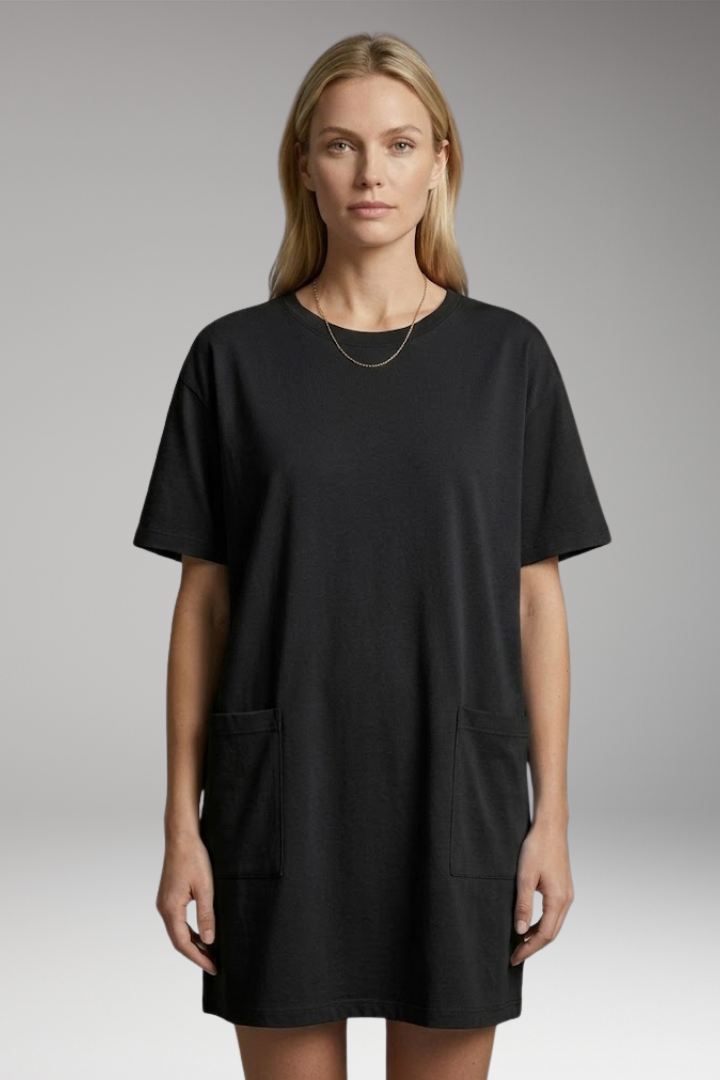 Women's Oversized T-Shirt Dress with Side Pockets